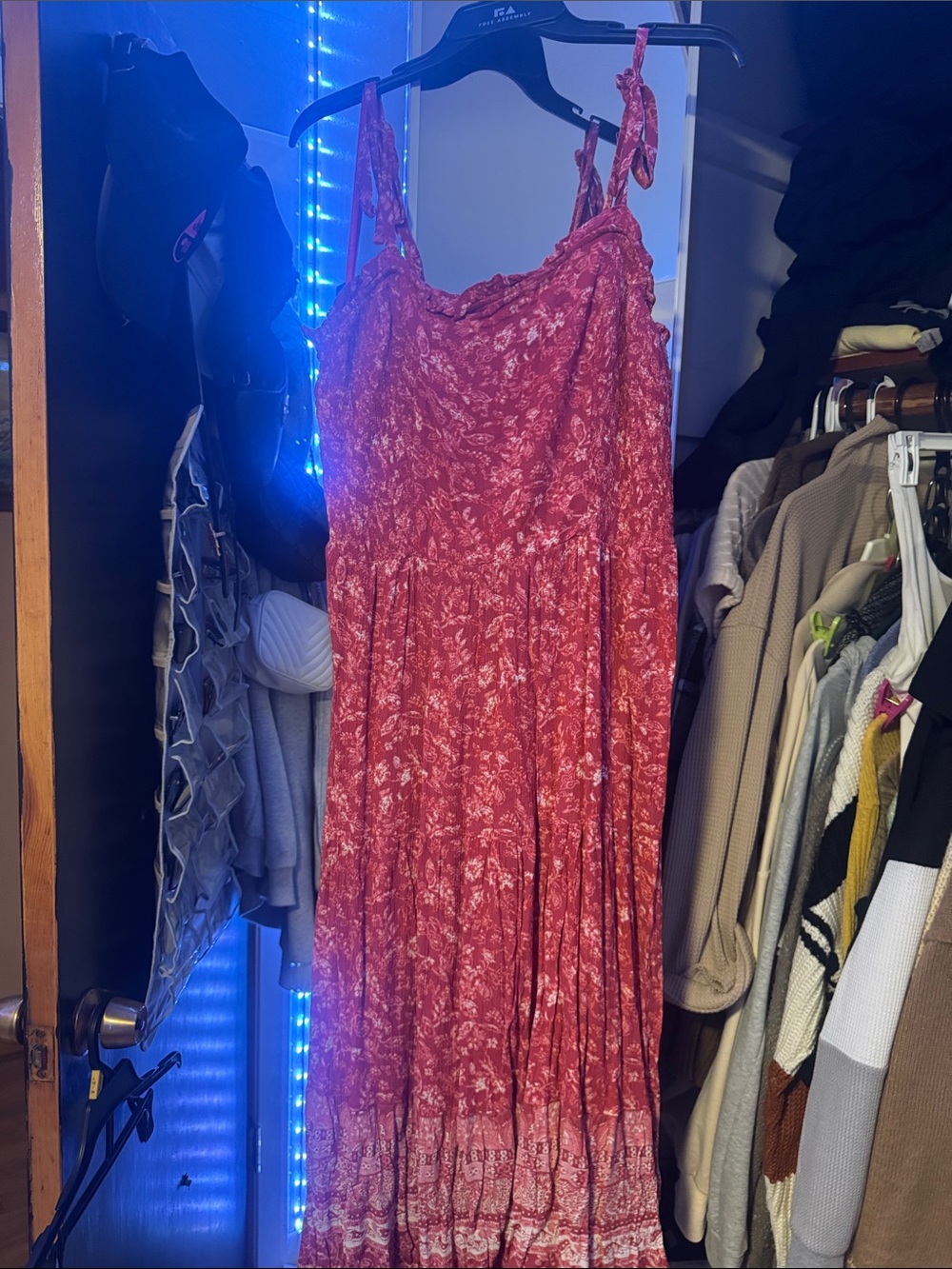 Knox Rose Crimson Floral Tie-Shoulder Maxi Dress